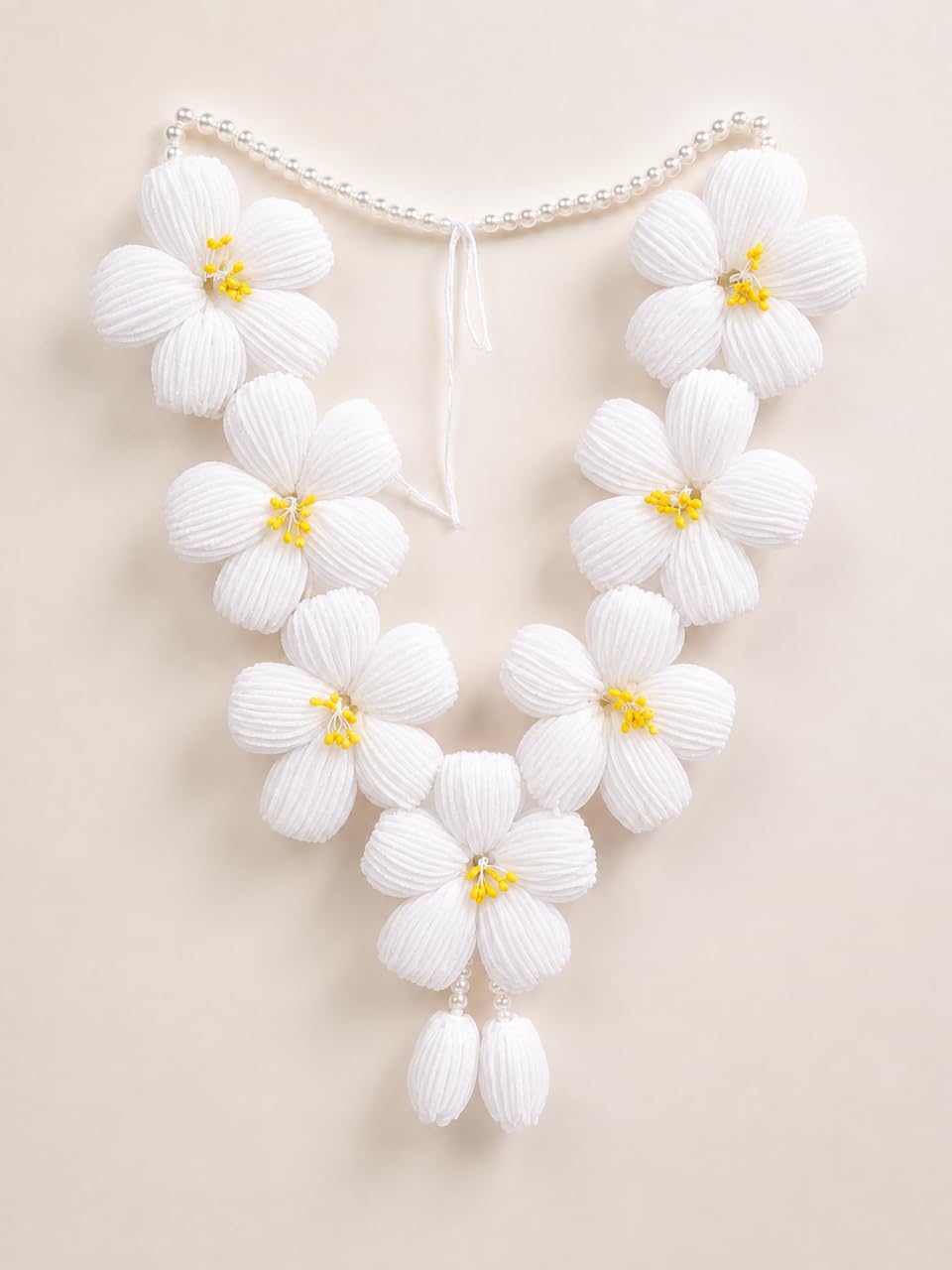 Handmade Artificial White Flower Haar for Ganpati