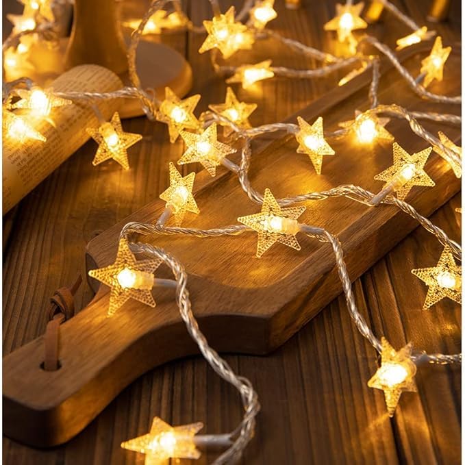 fizzytech Star Fairy String Lights Warm White Plug-in Decorative Lights