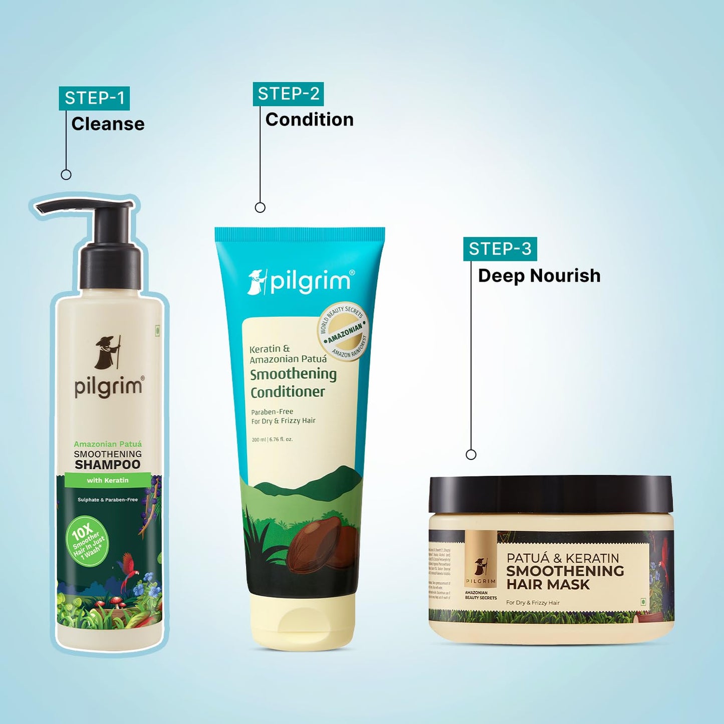 Pilgrim Patua & Keratin Hair SMOOTHENING SHAMPOO for Dry & Frizzy hair