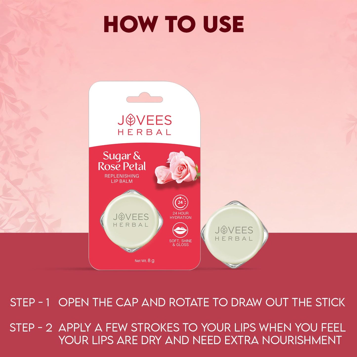 Jovees Sugar & Rose Petal Replenishing Lip Balm