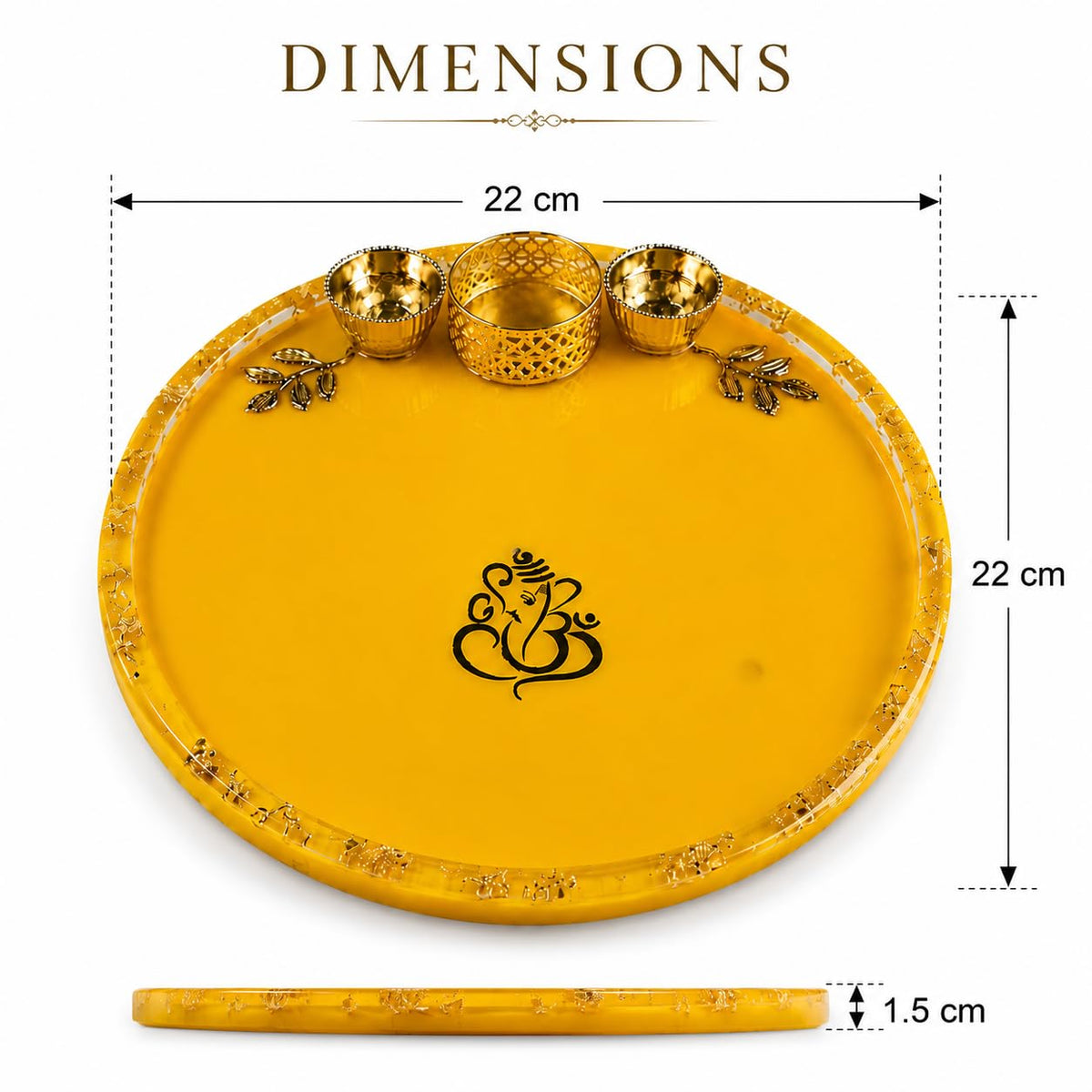 Handcrafted Resin Puja Thali with Golden Ganpati