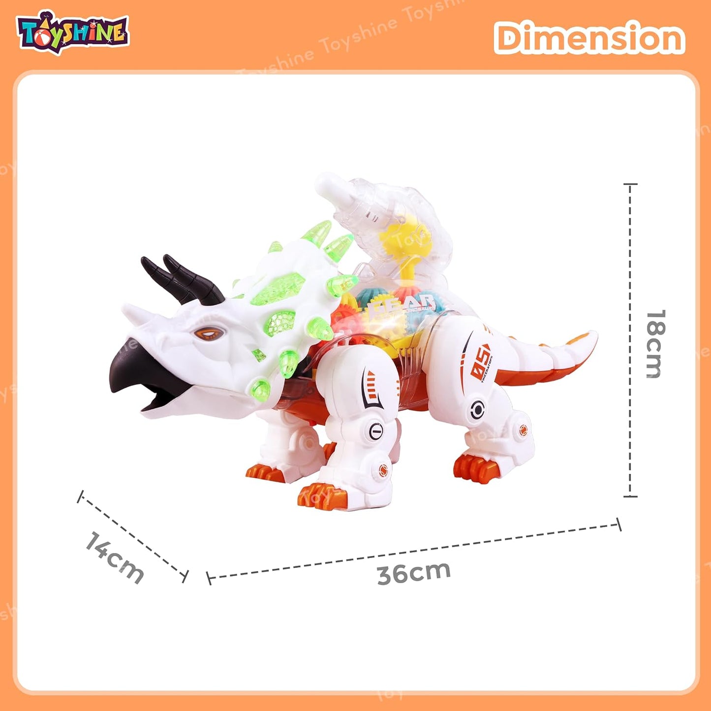 Toyshine Walking Triceptor Dinosaur Musical Toy with Dazzling Lights