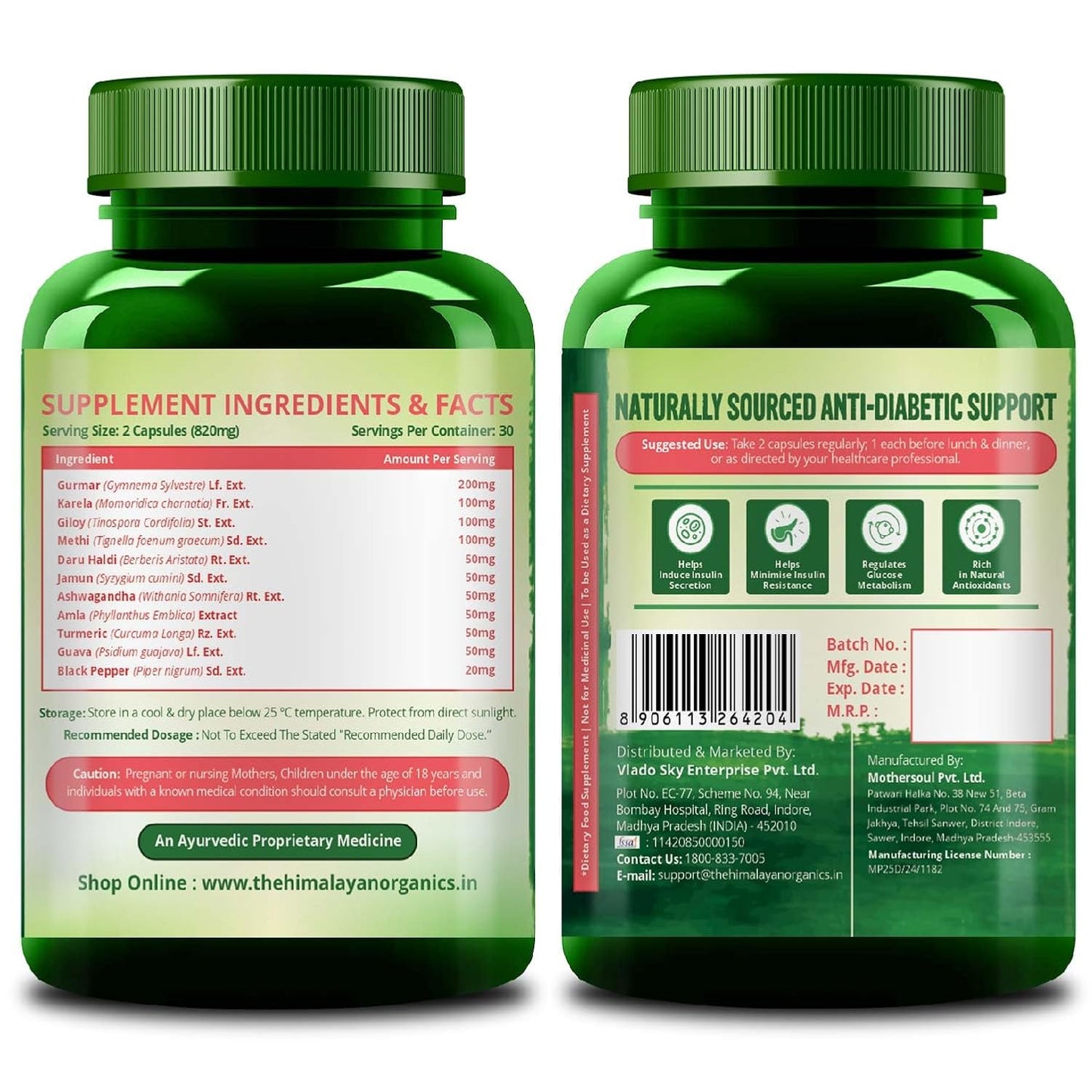 Himalayan Organics Diabetes Support Capsules