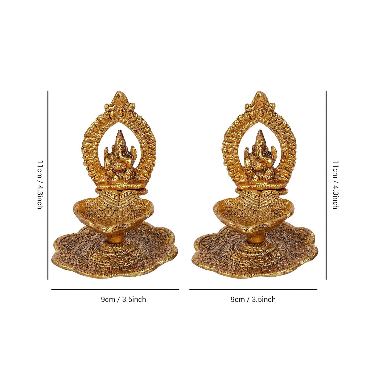 TIED RIBBONS Ganesh Metal Diya Oil Lamp Deepak