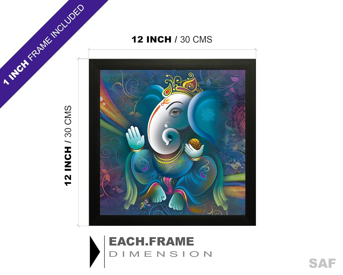SAF Ganesha UV Coated Framed Religious Painting For Home Decorative