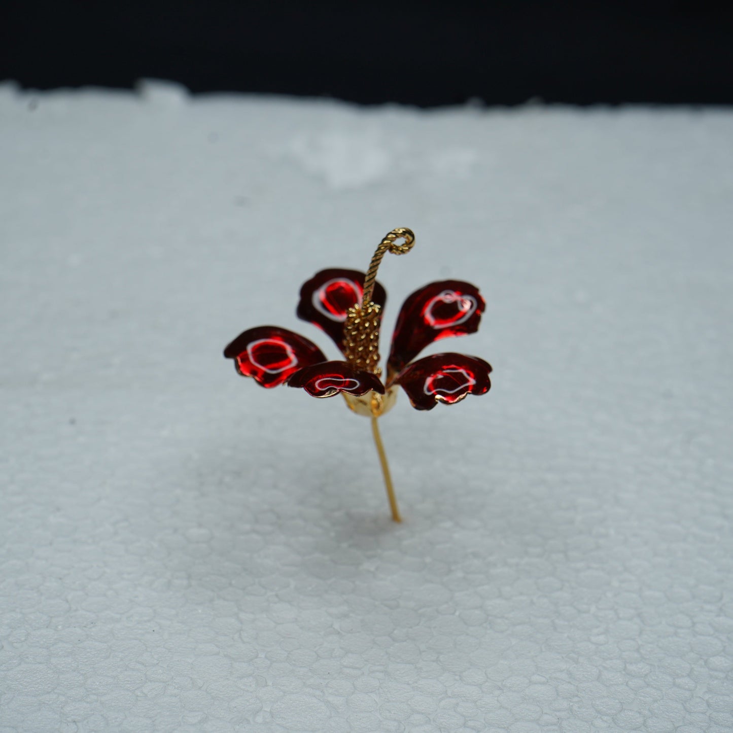 Pure Silver Red Hibiscus Flower