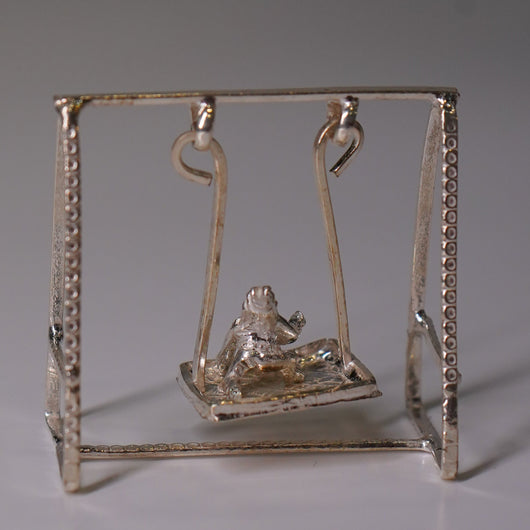 Pure Silver Jhula Set With Krishna Idol