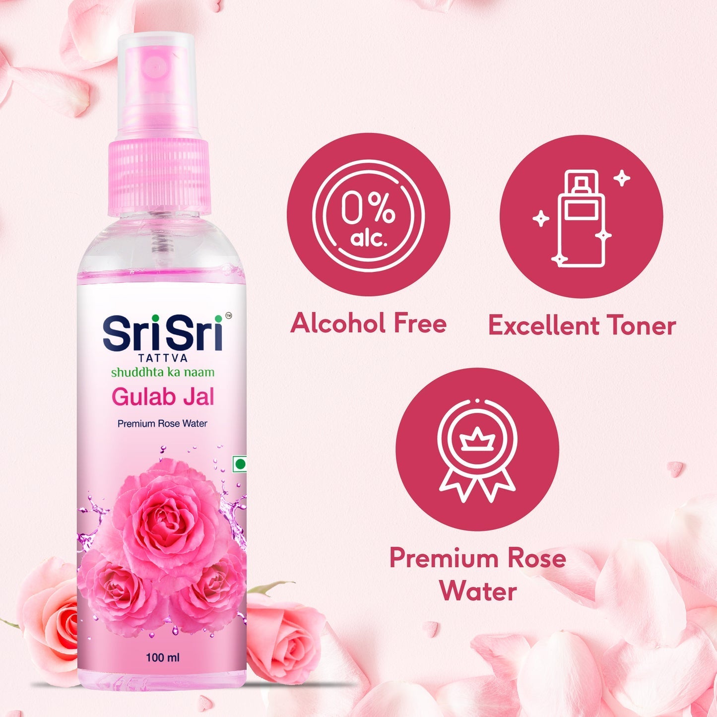 Sri Sri Tattva Gulab Jal 100ml - PUSHMYCART