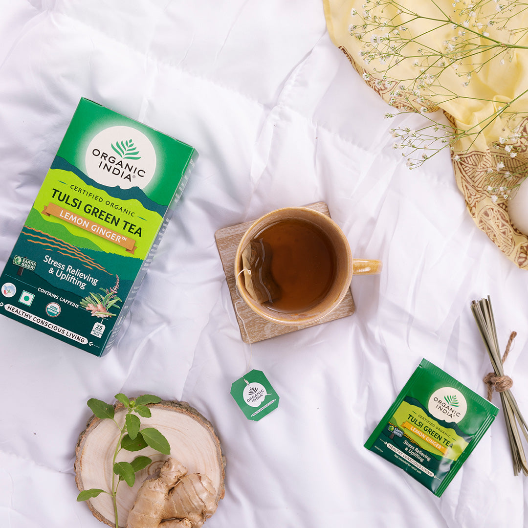 Organic India Tulsi Lemon Ginger Tea - PUSHMYCART