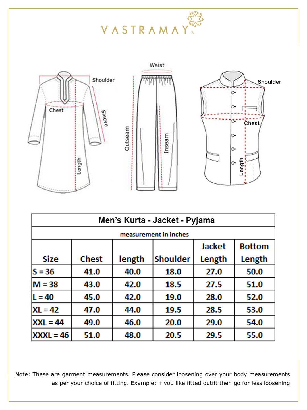 Vastramay Men's Coffee Jacket With Rose Gold Kurta And Pyjama Set
