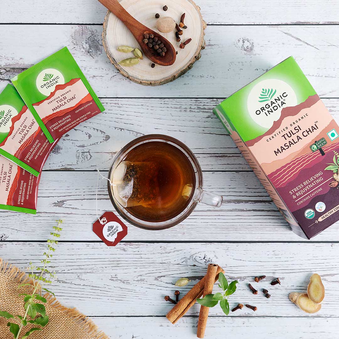 Organic India Tulsi Masala Chai 25 Tea Bags - PUSHMYCART