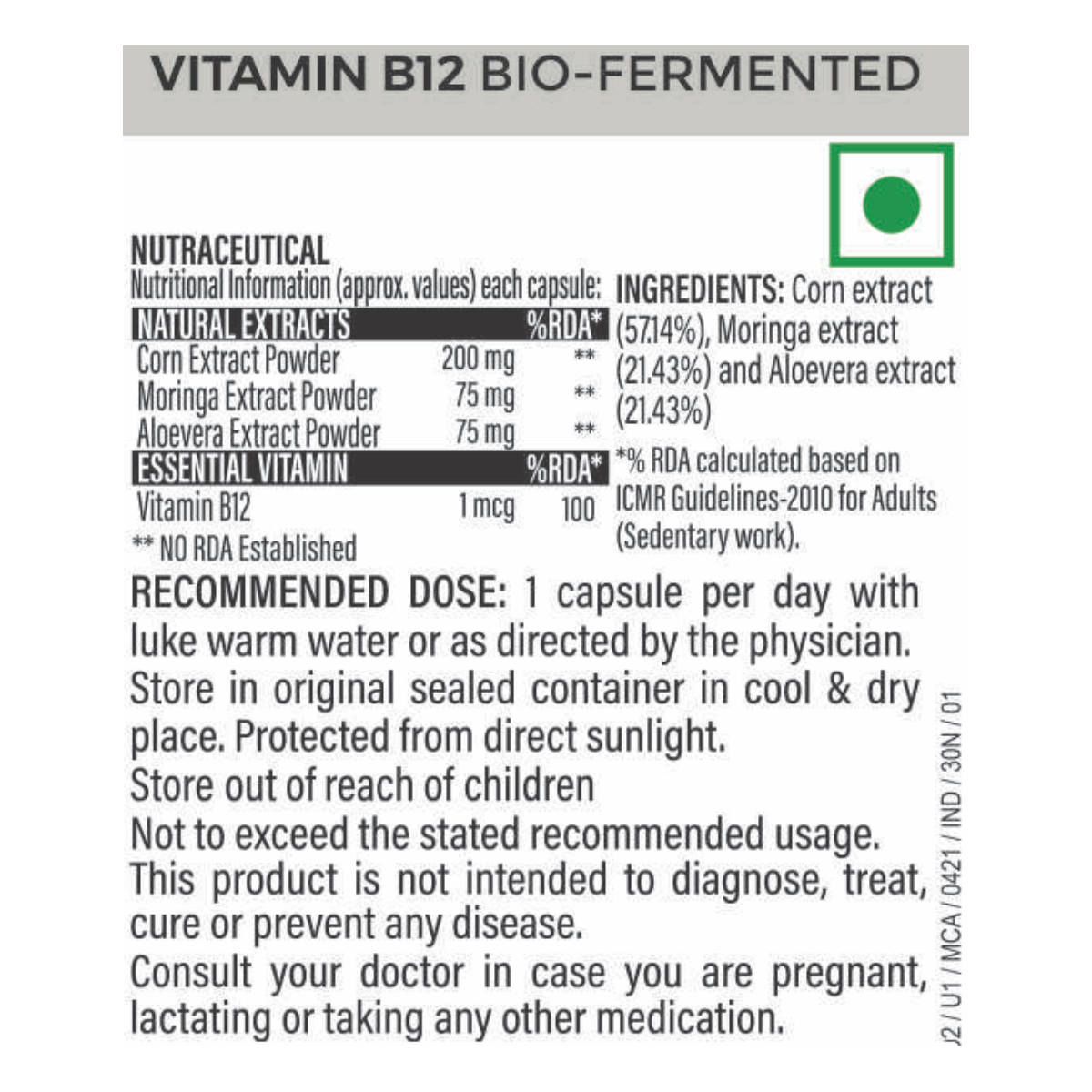 Patanjali Nutrela Vitamin B12 Bio Fermented Capsules