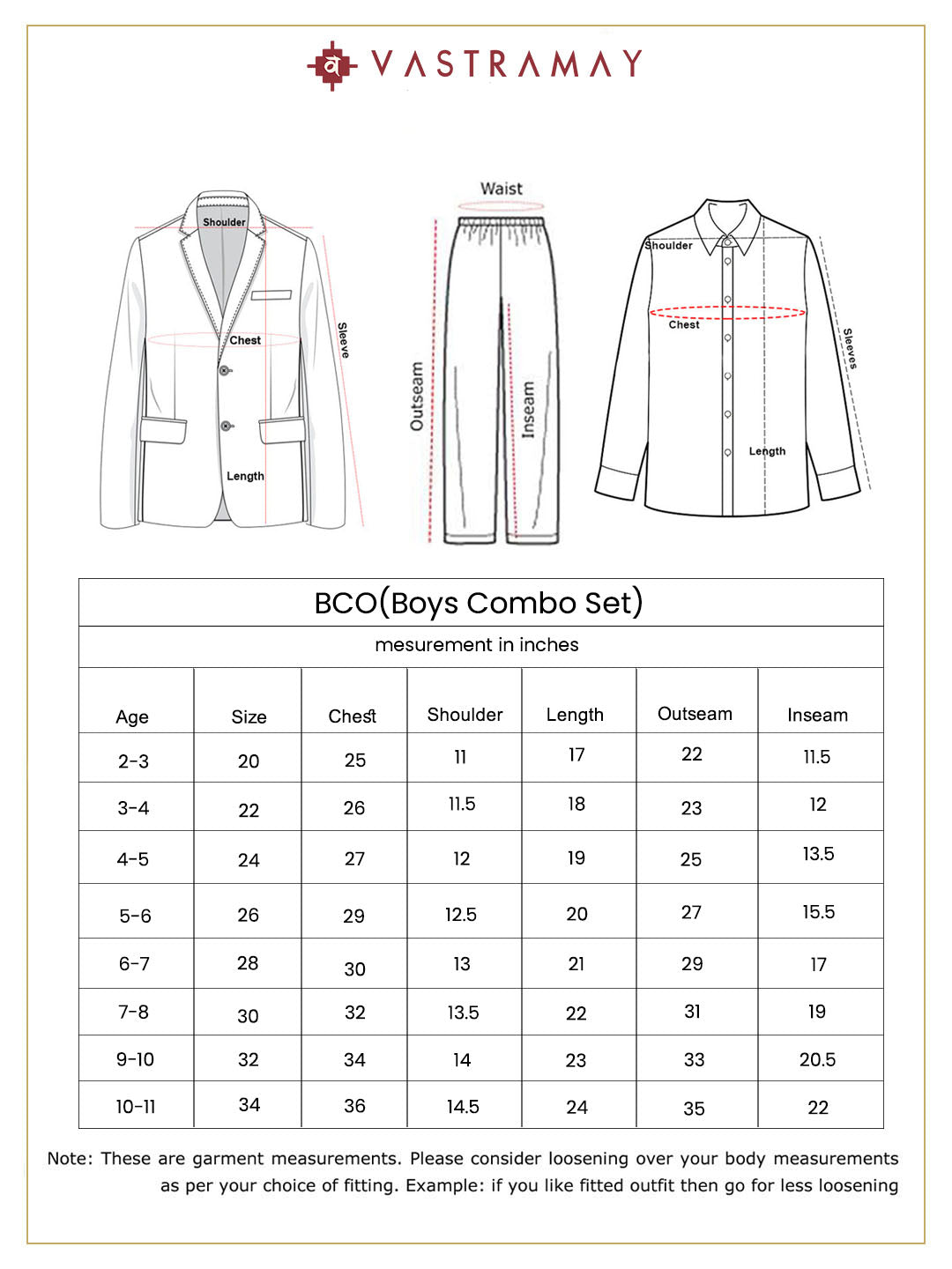 Vastramay Boy's White And Orange Shirt Blazer And Pant