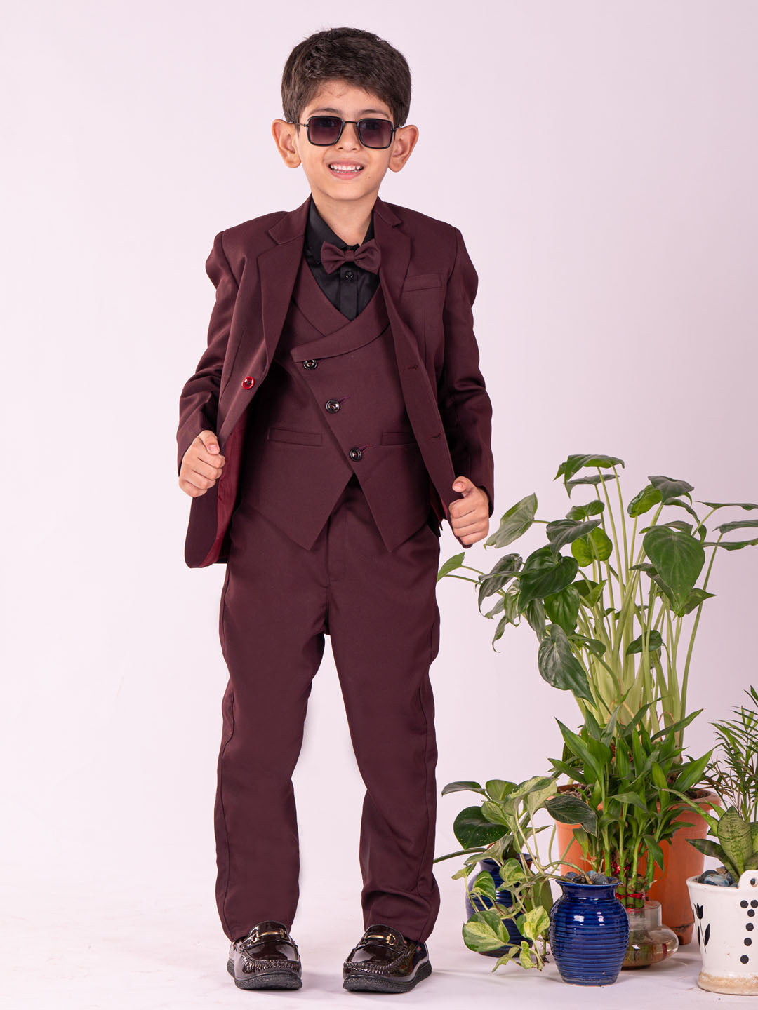 Boy Maroon Pant Coat Edenrobe Boy's Maroon Coat Pant EBTCPC20-4449