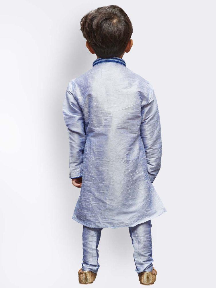 Vastramay Boys' Lavender Cotton Silk Kurta and Pyjama Set