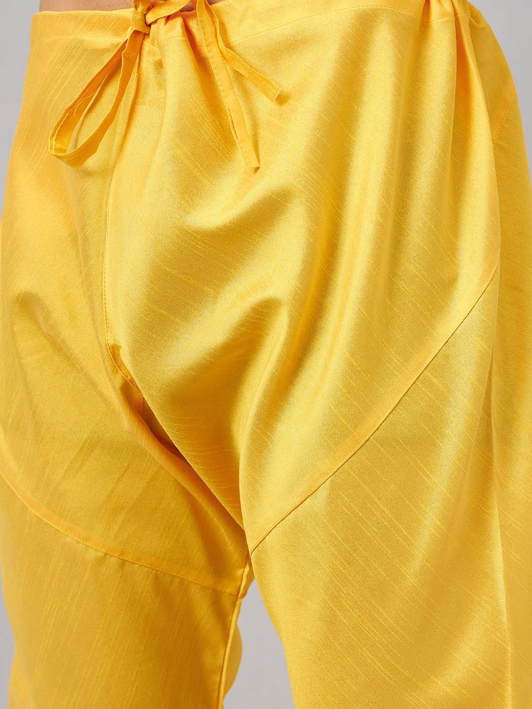 Vastramay Men's Maroon Jacket With Yellow Kurta And Pyjama Set