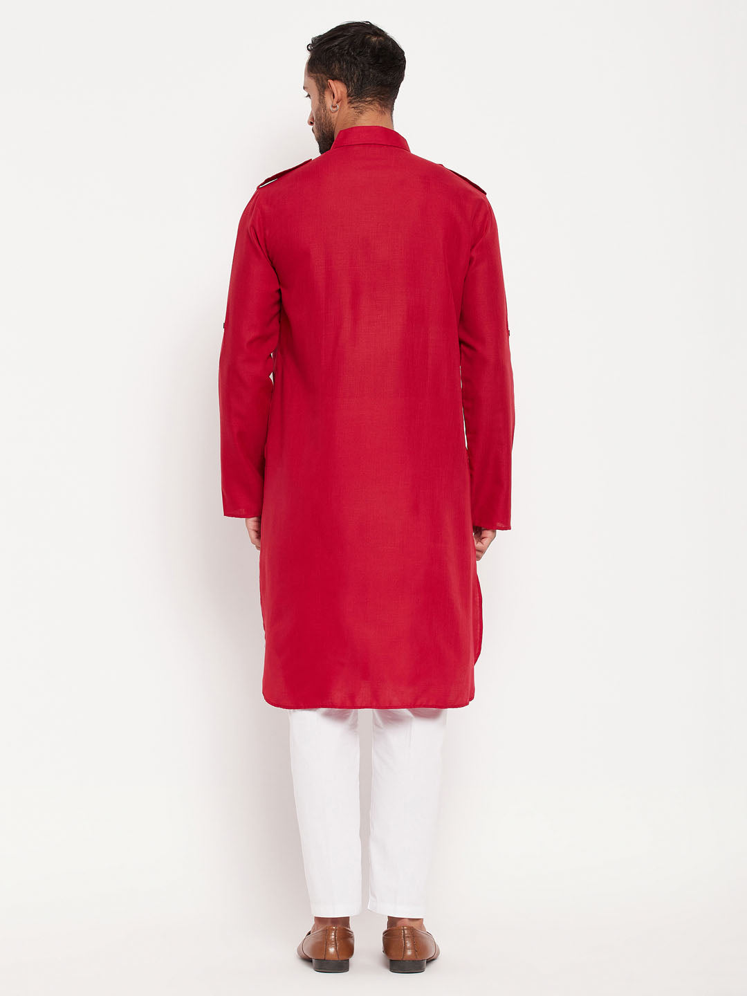 vastramay mens maroon pathani suit with white pant set