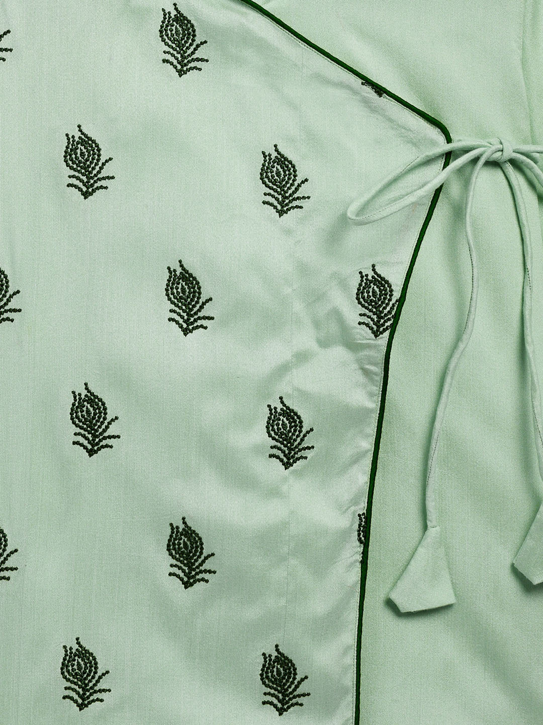 boys green embroidered angrakha style krishna kurta and green dhoti set