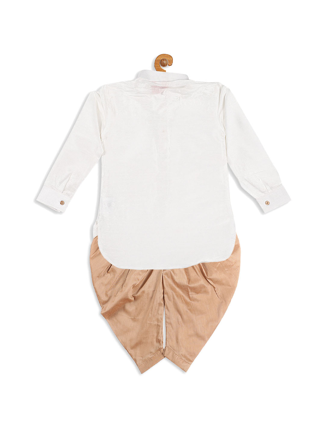 Vastramay sishu boys white light rose gold kurta with dhoti pants