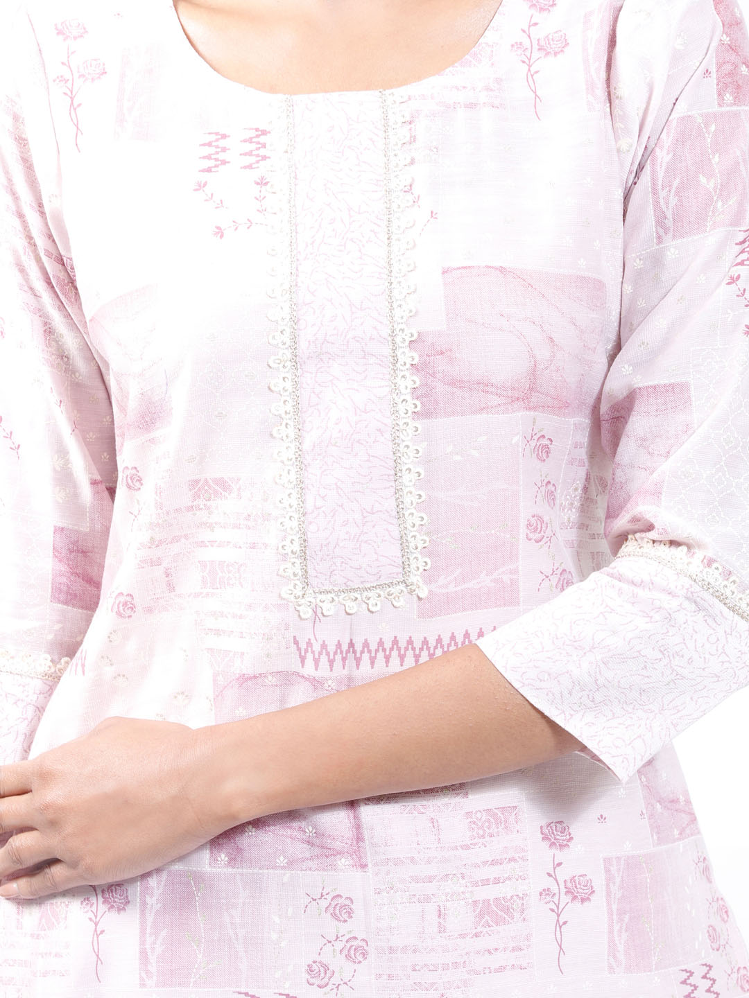 VASTRAMAY Women's Light Purple Printed Cotton Kurta Pant Set