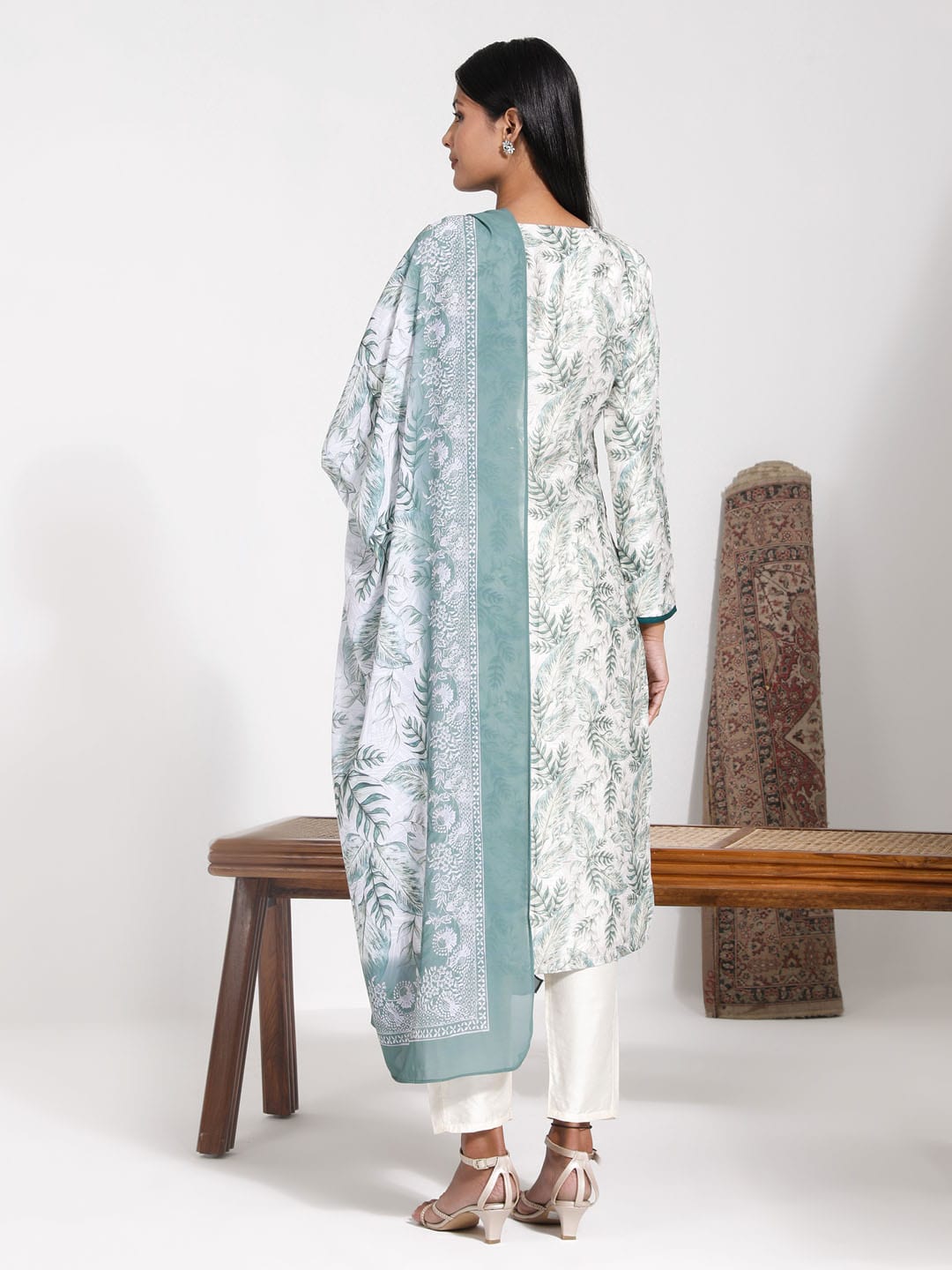 VASTRAMAY Women's Tropical Print Angrakha Kurta Set With Dupatta