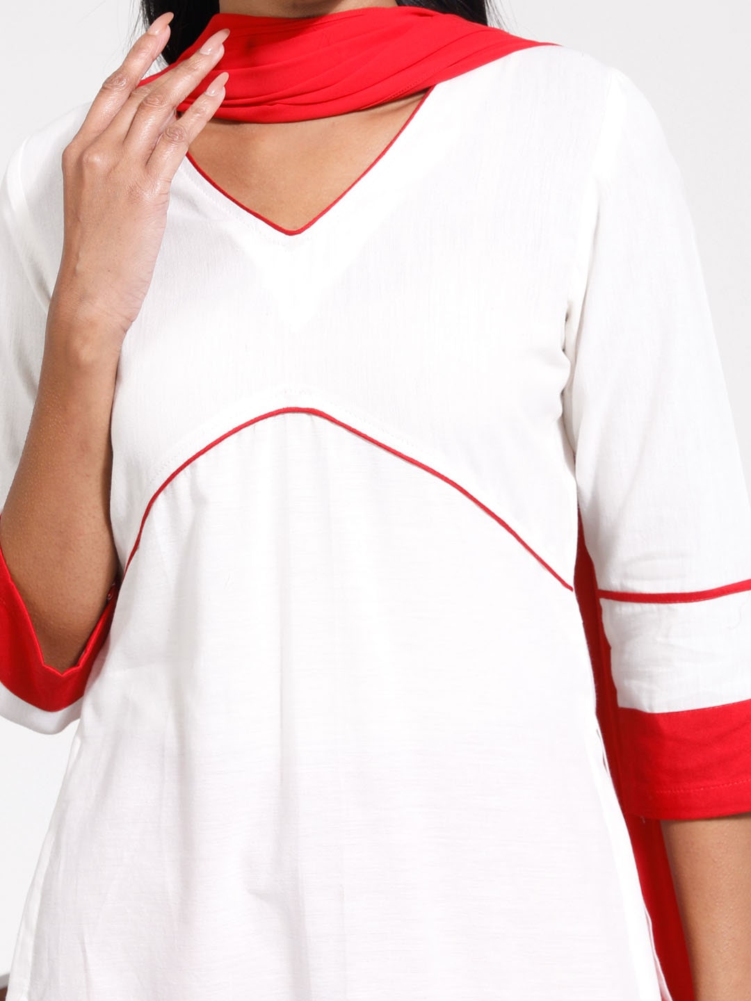 VASTRAMAY Women's Cotton Jacquard Kurta Palazzo And Dupatta Set