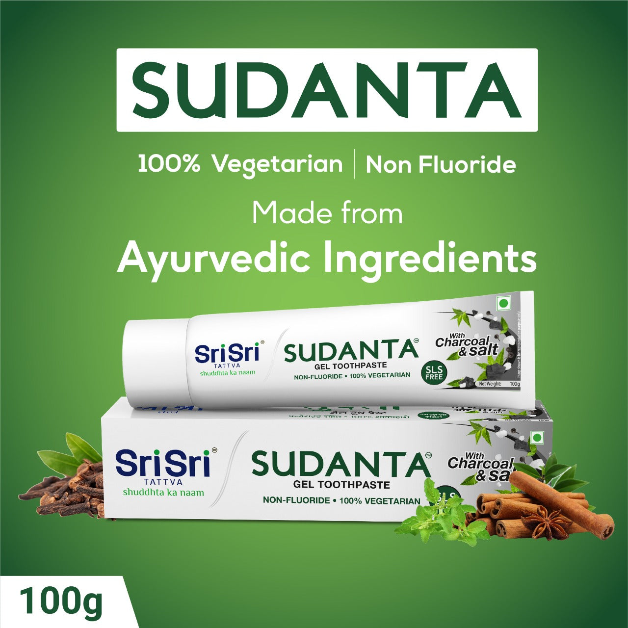 Sri Sri Tattva Toothpaste with Charcoal & Salt 100g - PUSHMYCART