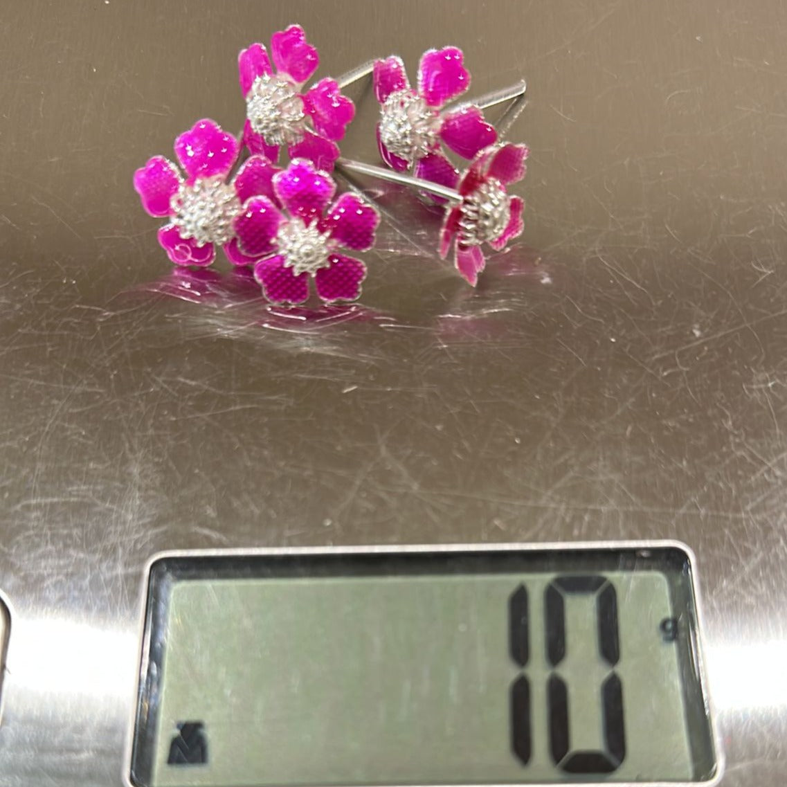 Pure Silver Pink Colour Flowers Pack of 5