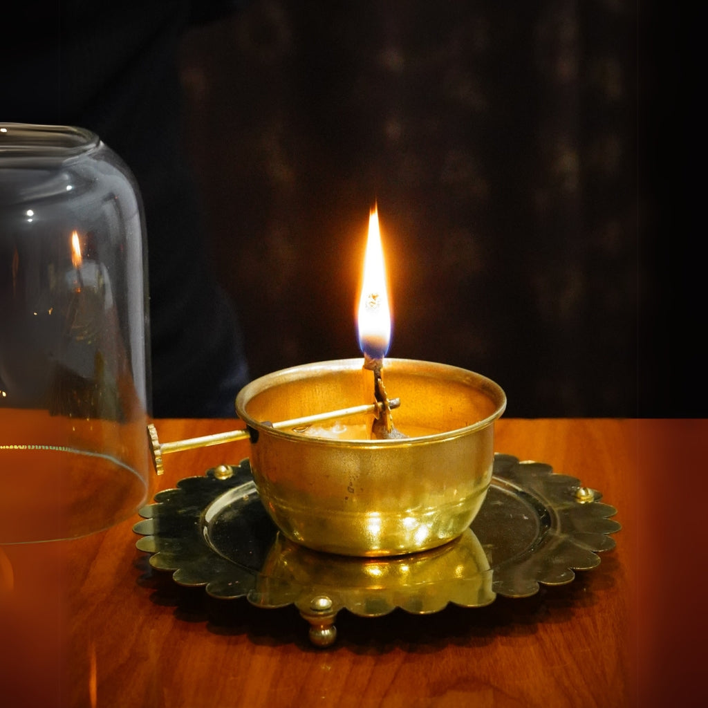Brass Akhand Jyoti Diya With Adjustable Bati