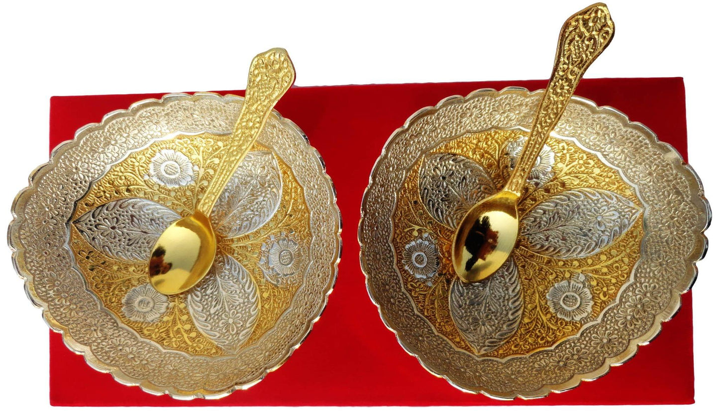 Brass 2 Bowl Set with Velvet Box