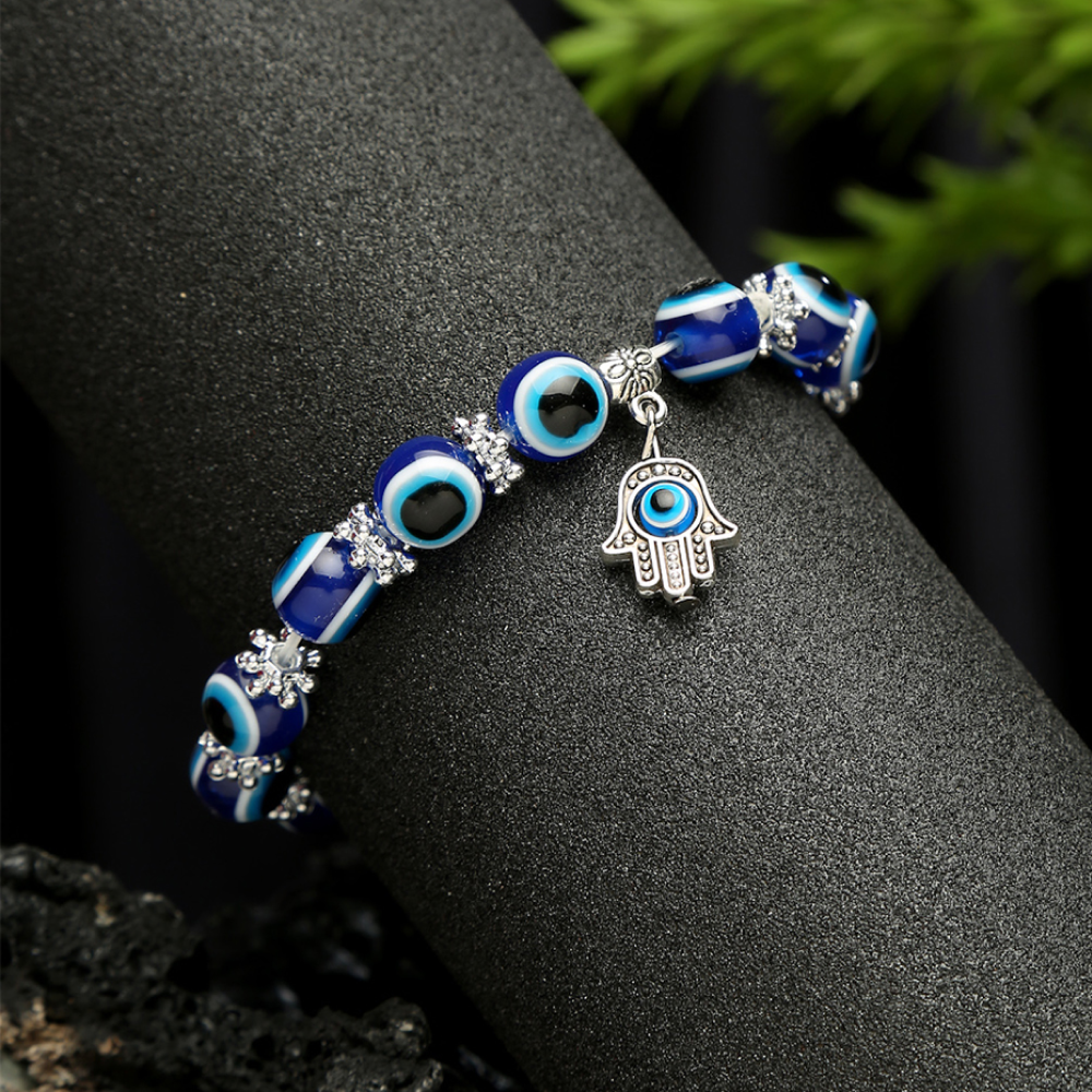 YouBella Evil Eye Elasticated Bracelet (Blue)