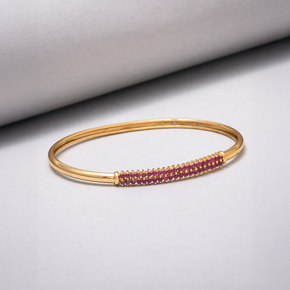 Voylla Sparkling Kada Bracelet (Golden, Pink)