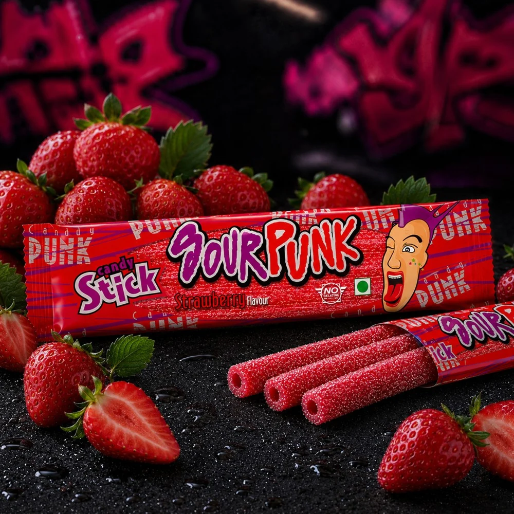 Sour Punk Strawberry Flavour Stick Sour Candy