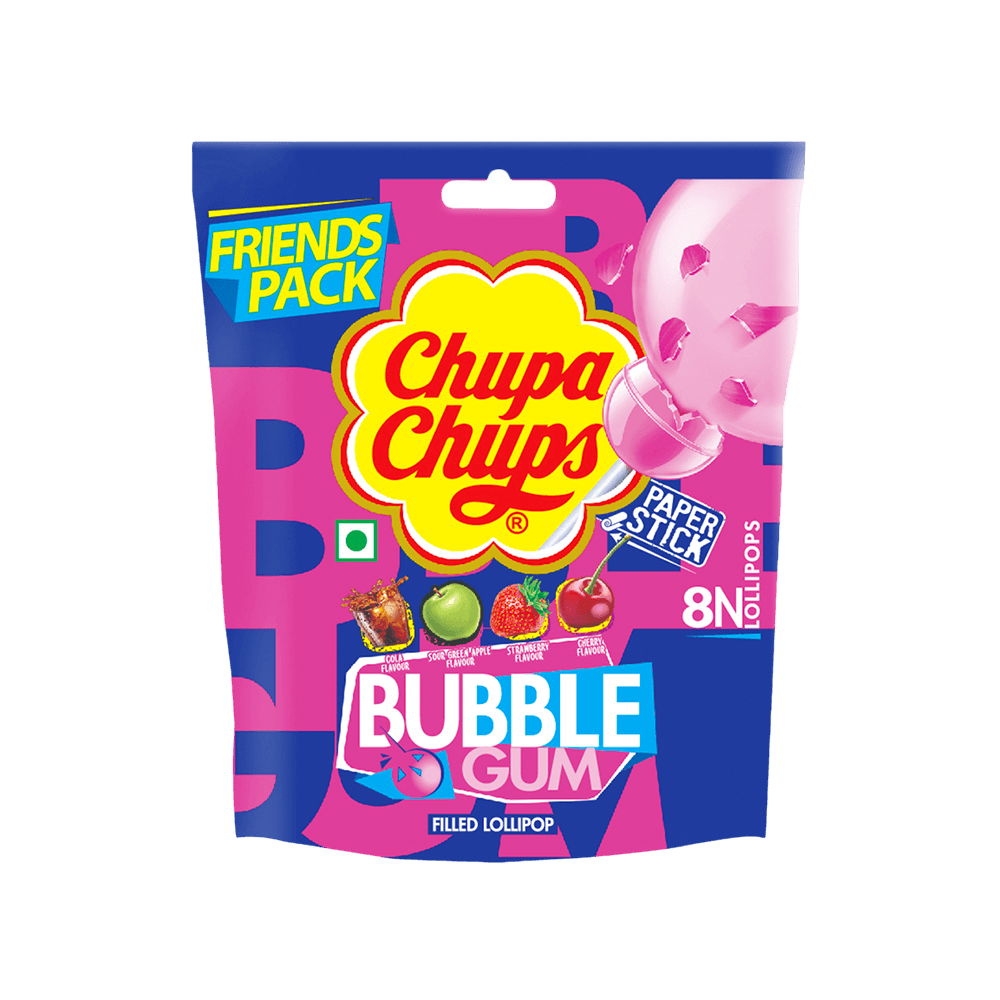 Chupa Chups Bubble Gum Filled Lollipop Sour Candy (Assorted Flavours)