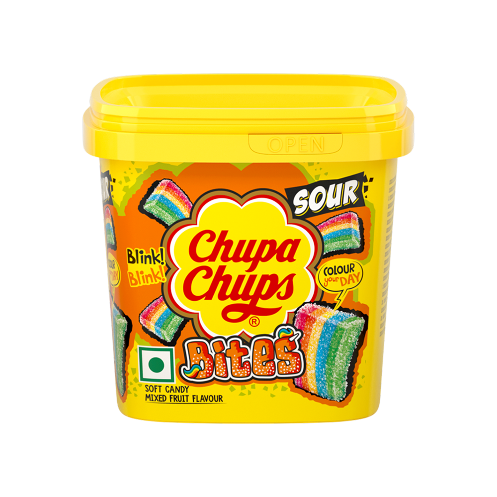 Chupa Chups Sour Bites Mix Fruit Soft Candy Tub