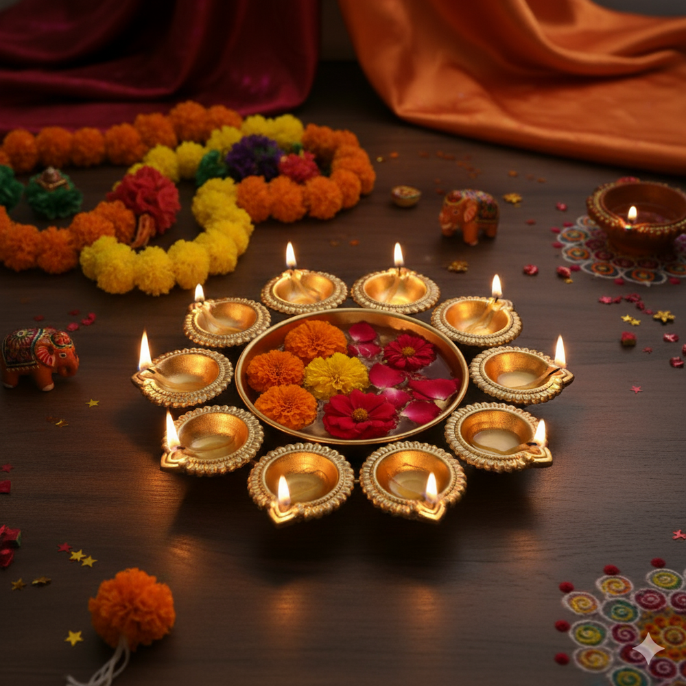 Diya Shape Decorative Urli - Bicora