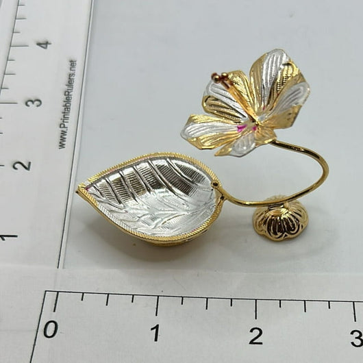 Pure Silver Deepam Gold Coated Flower