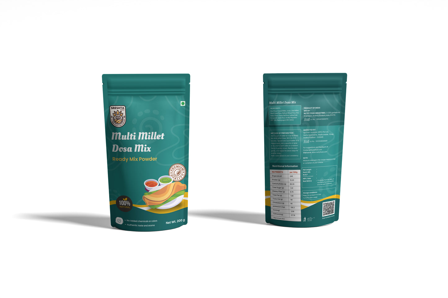 Sreshta farms Instant Multi Millet Dosa Mix Powder