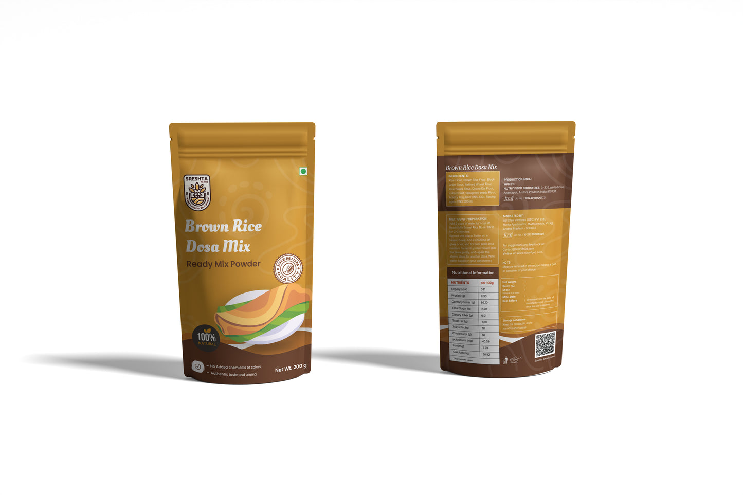 Sreshta farms Instant Brown Rice Dosa Powder