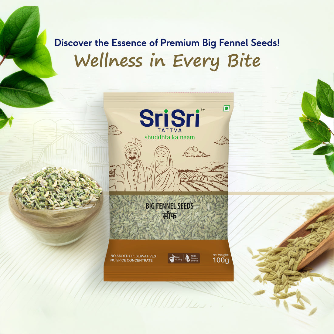 Sri Sri Tattva Big Fennel Seeds (saunf) - PUSHMYCART