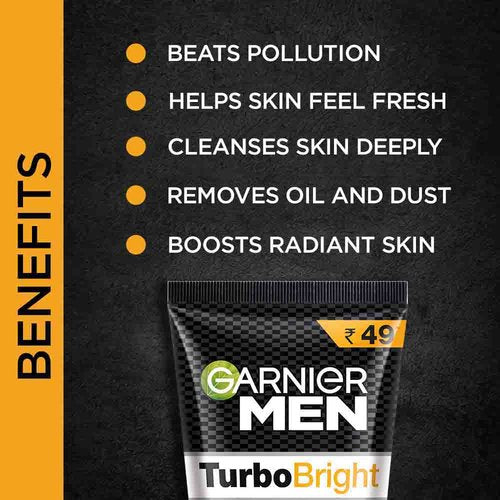 Garnier Men Turbo Bright Anti-Pollution Double Action Face Wash 150g