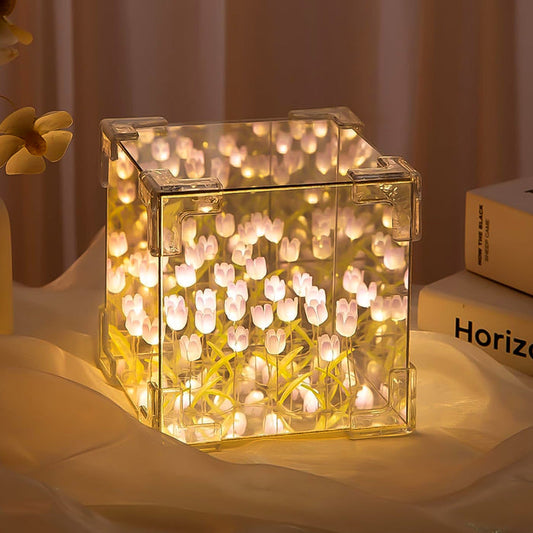 Cube Tulip Night Lamp | Led Decorative Nights Lamp for Bedroom Multicolor 