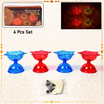 Colourful Reflection Diya Combo Plastic Candle Cup with Multi Shape 