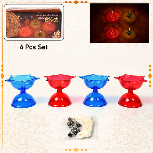 Colourful Reflection Diya Combo Plastic Candle Cup with Multi Shape 