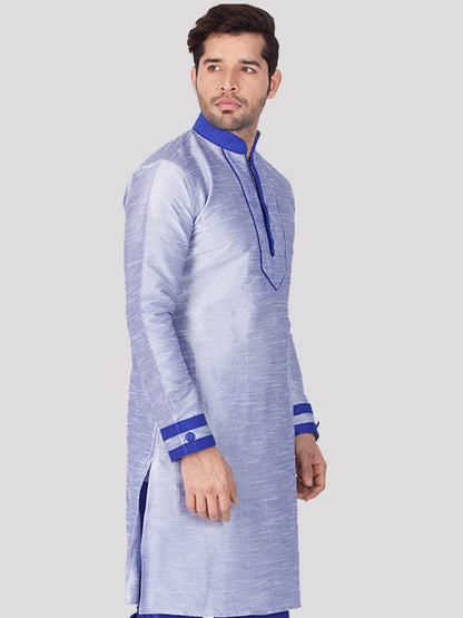 Vastramay Men's Light Blue Silk Blend Kurta