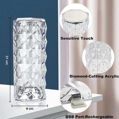 Crystal Touch Night Light | 16 Colors Rose Diamond Table Lamp with Remote Control