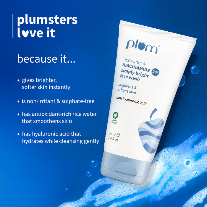 Plum 2% Niacinamide & Rice Water Face Wash For Clear & Bright Skin