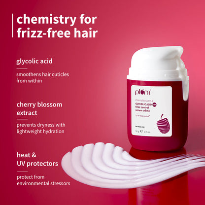 Plum 0.3% Glycolic Acid & Cherry Blossom Frizz Control Serum Creme