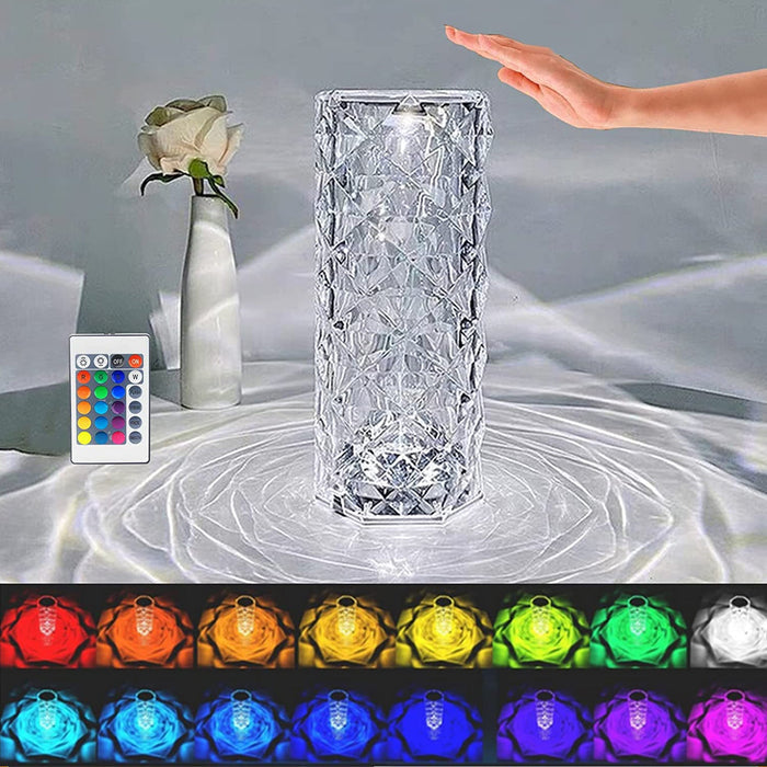 Crystal Touch Night Light | 16 Colors Rose Diamond Table Lamp with Remote Control