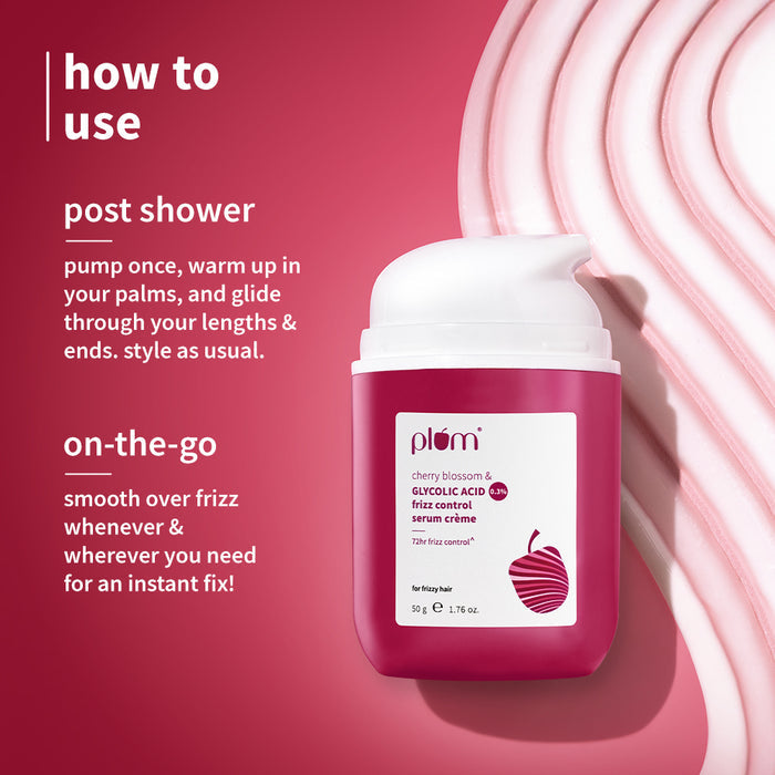 Plum 0.3% Glycolic Acid & Cherry Blossom Frizz Control Serum Creme